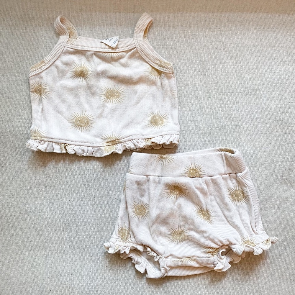 Kate Quinn organic cotton skinny rib tank and bloomer set - sun scatter